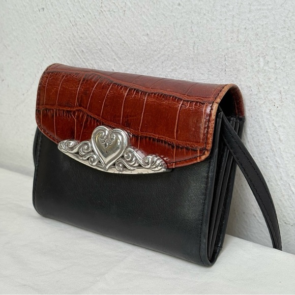 BRIGHTON Vintage ‘96 Crocodile Embossed Leather Wallet Crossbody Removable Strap - Picture 2 of 15